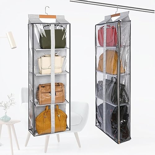 Miniatura 8 de mumisuto Organizador de bolso colgante para armario, bolso transparente organizador de almacenamiento para armario, organizador de bolso sobre la