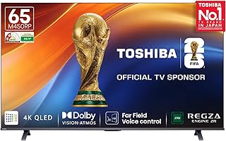 Toshiba 164 cm (65 Inches) 4K Ultra HD Smart QLED TV | Dolby Atmos, HDR10+ | 24W Powerful Speakers | AI Sports Mode | REGZA Engine ZR | Voice Control | AI 4K Upscaling | VIDAA OS | 65M450RP (Black)