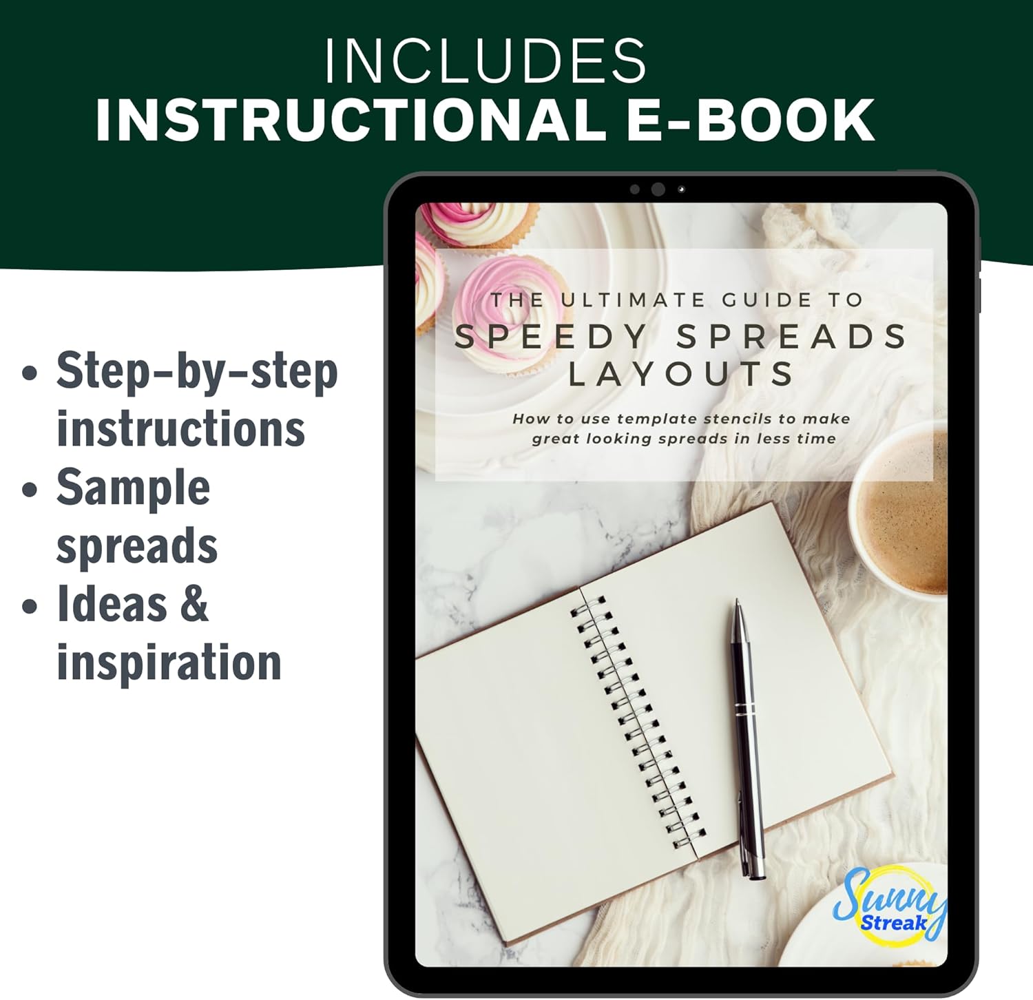 Speedy Spreads Journal Stencils (All Layouts Bundle) - x24 Planner Stencils for A5 Bullet Dot Grid Journal Notebook, Save Time on Weekly and Monthly Calendars, Habit Trackers by Sunny Streak