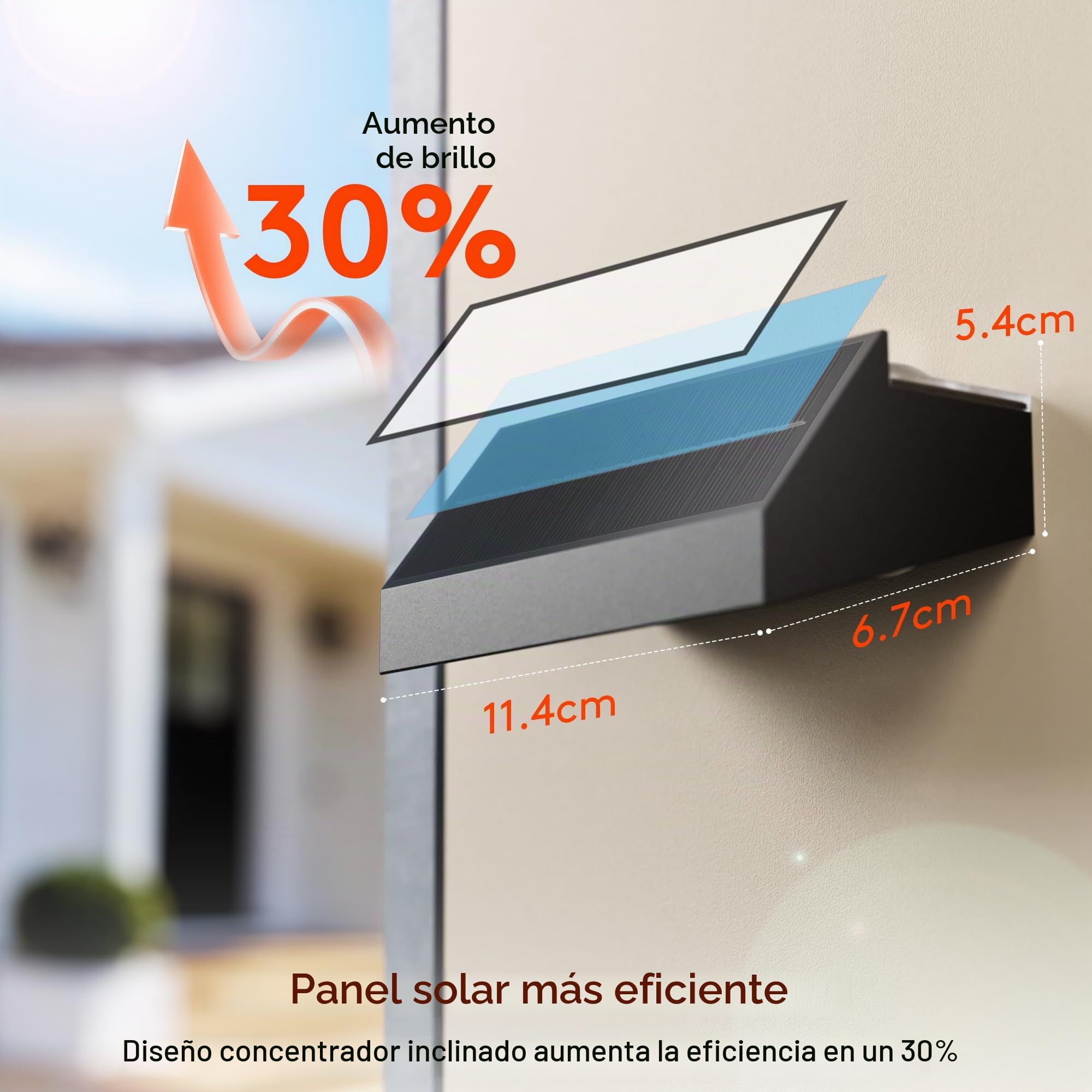 Quntis Luz Solar Exterior Pared 8 Piezas Blanco Cálido y RGB 12 Modos | 30H Autonomía, Aplique Solar Pared Exterior Impermeable IP44, Lámpara Solar para Jardín Valla Terraza Fachada