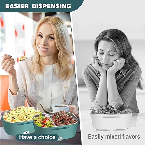 Miniatura 10 de LAVAED Calentador térmico de lonchera  Fiambrera eléctrica de 80 W para adultos  Calentador de alimentos 2 en 1 para cochecamiónoficinaexterior  Sin