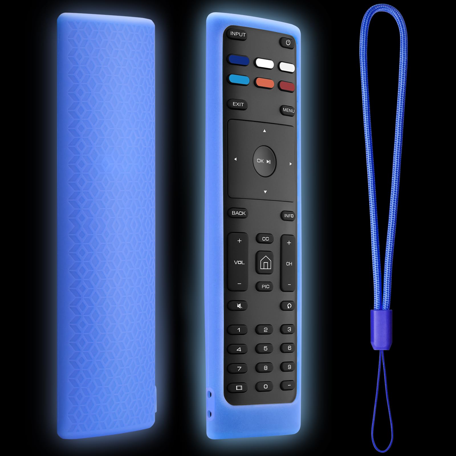 Cover-for-Vizio-Smart-TV-Remote Silicone Case XRT136/ XRT140 (Glow Blue)