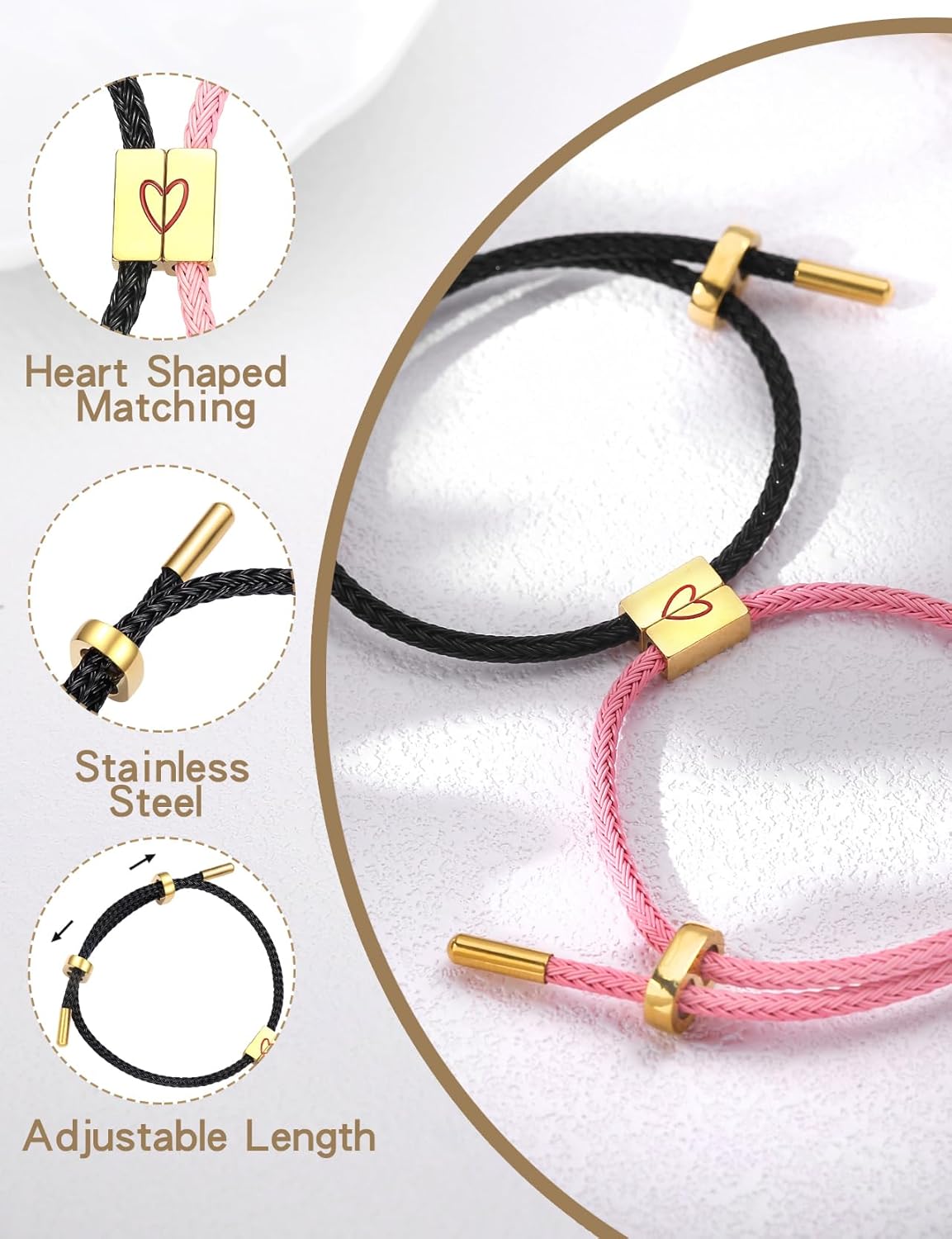 COTATI Matching Couple Bracelets for Him and Her, Friendship Relationship Promise Bracelet for Boyfriend Girlfriend, Anniversary Love Jewelry Gifts Set - Image 4