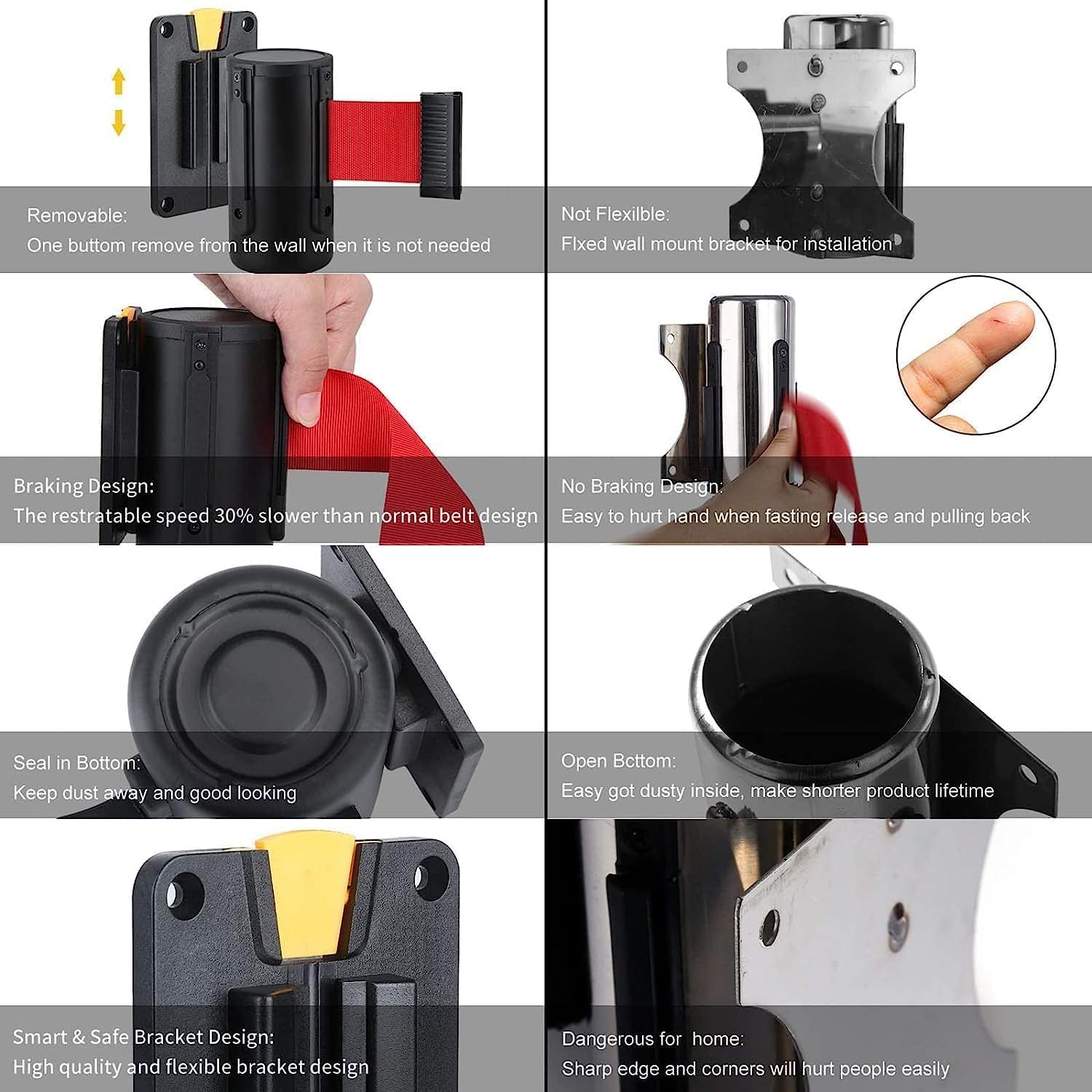 ABS ケースとレッドベルト付き壁掛けバリアは空港、銀行、レストラン、ホテルで使用可能 (3m) (Size : 3m)