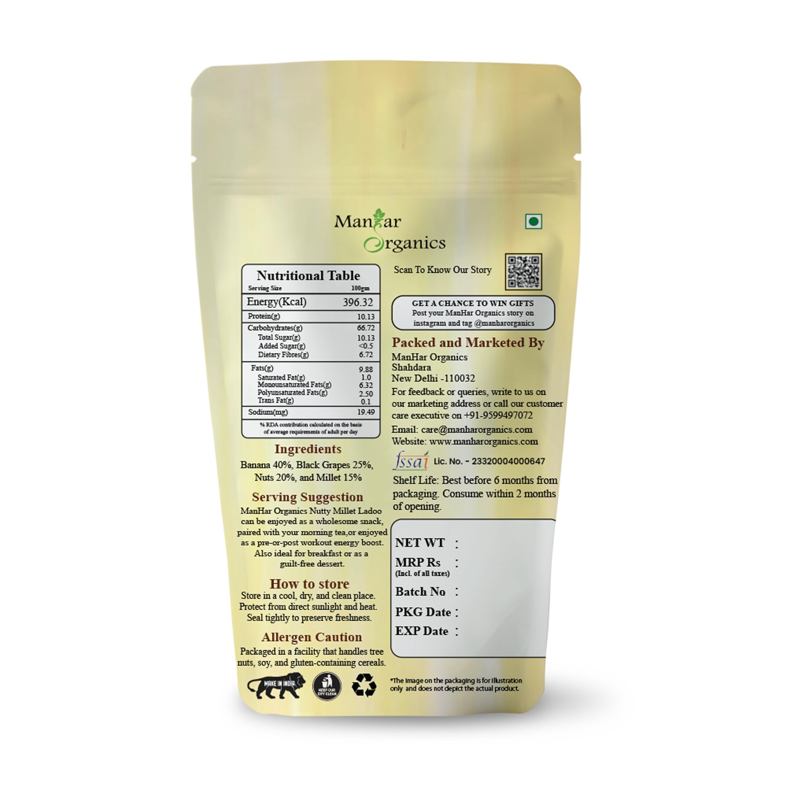 ManHar Organics Millet Nutty Ladoo 150g - Healthy, Guilt-Free Snack | Made with Dry Fruits & Jaggery, No Added Sugar | Rich in Fiber & Nutrients | Energy Booster | Keto-Friendly | Gluten-Free 3