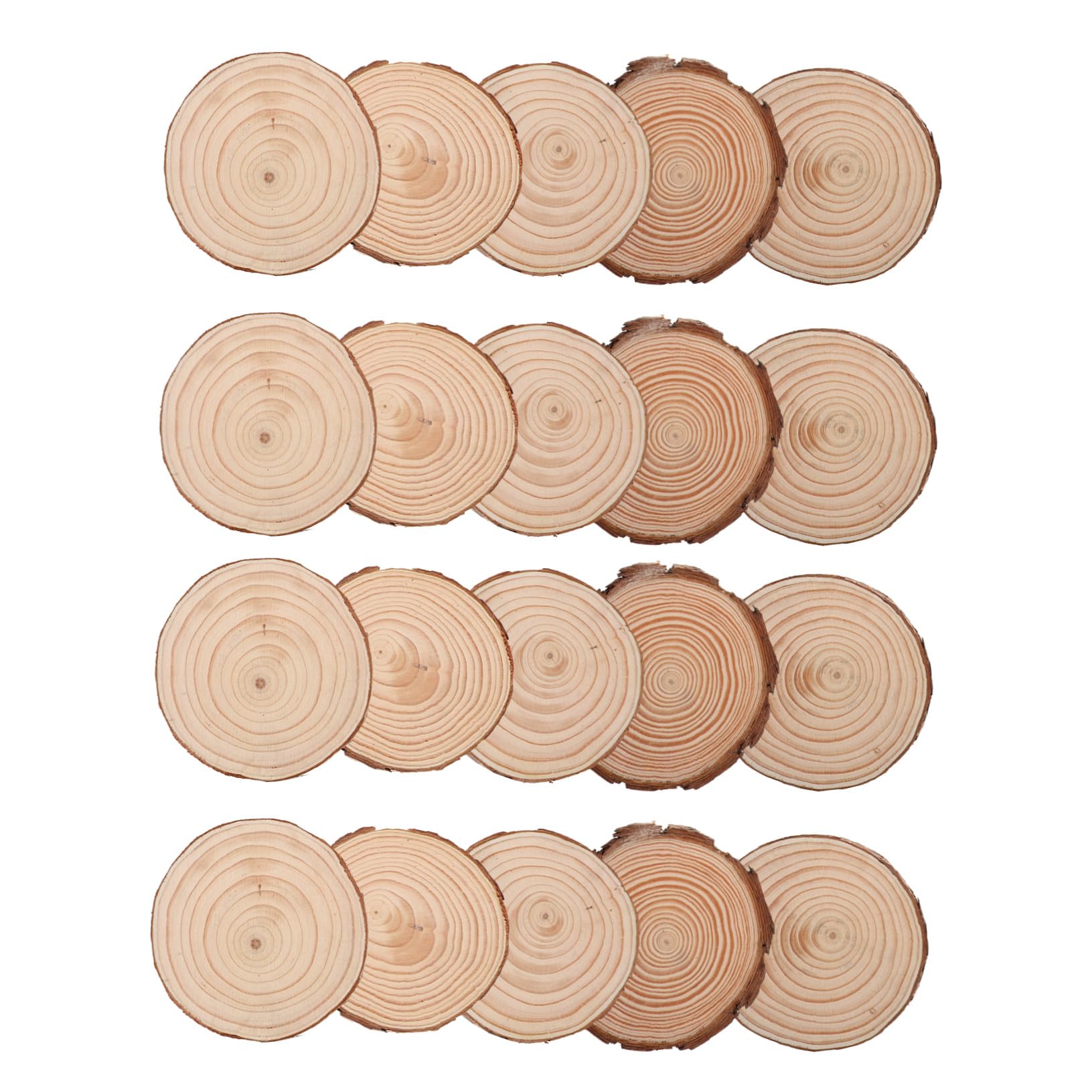 Didiseaon 20pezzi Fette Di Legno Naturale Grezzo Da Dischi Rotondi Di Legno Per Artigianato Pittura Lavoretti Fai Da Te Sottobicchieri Rustici