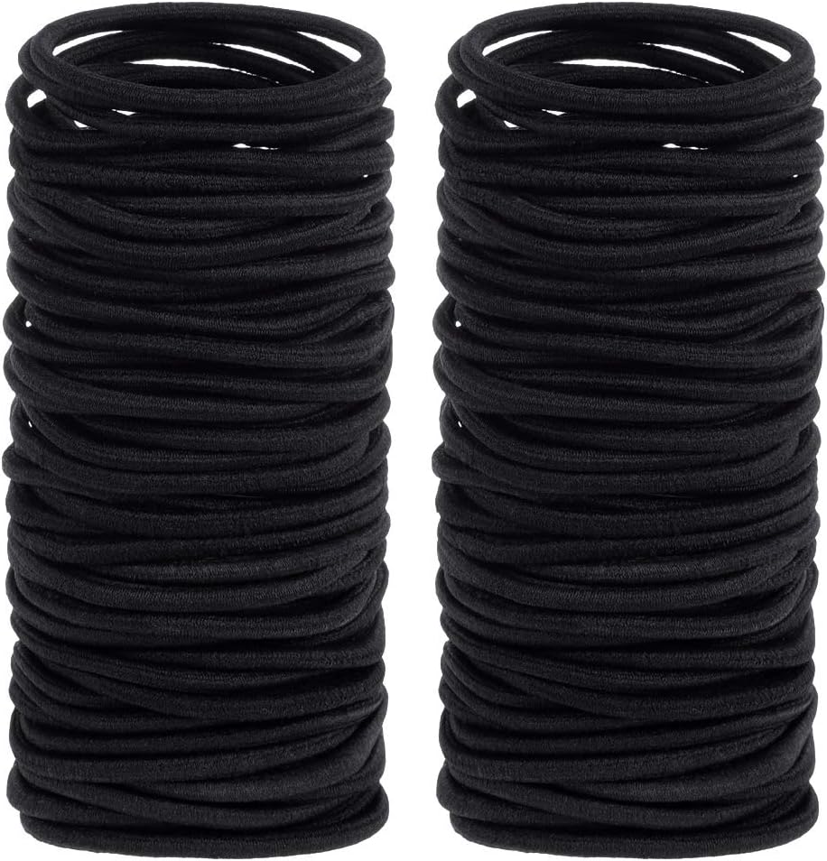 Anezus 200 Pcs Black Elastics Hair Ties Small Bulk Hair Ties Hair Bands