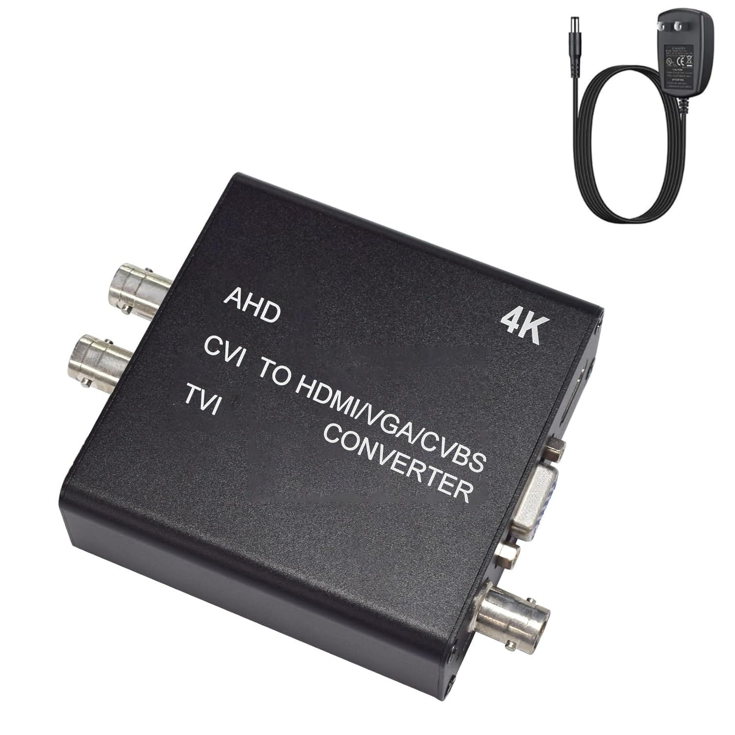 Video Converter 4K TVI/AHD/CVI to HDMI/CVBS/VGA Converter Support  720P/1080P/3MP/4MP/5MP/8MP Camera Input, 1ch BNC Loop Out for Monitor or DVR