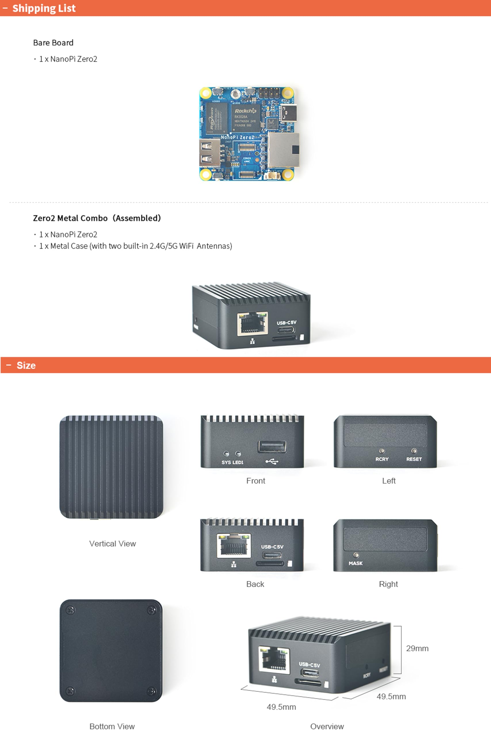 NanoPi Zero2 Mini Fast GbE Computer Router, 1GB/2GB LPDDR4X RAM Mali-450 GPU, 4K H265/H264 Decoder, Gigabit Ethernet Port, IoT Smart Gateway Device (2GB LPDDR4x RAM, 32GB eMMC, with M.2 WiFi Module)