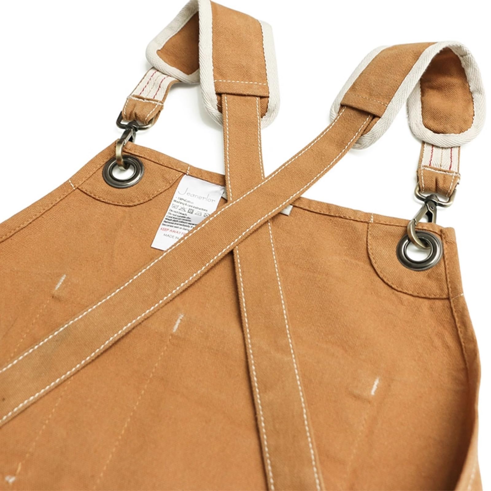 Tablier D'Atelier Robuste en Toile de Coton Pour Hommes – ModèLe Multi-Poches RéSistant à L'Eau Avec Bretelles Croisées Dans Le Dos