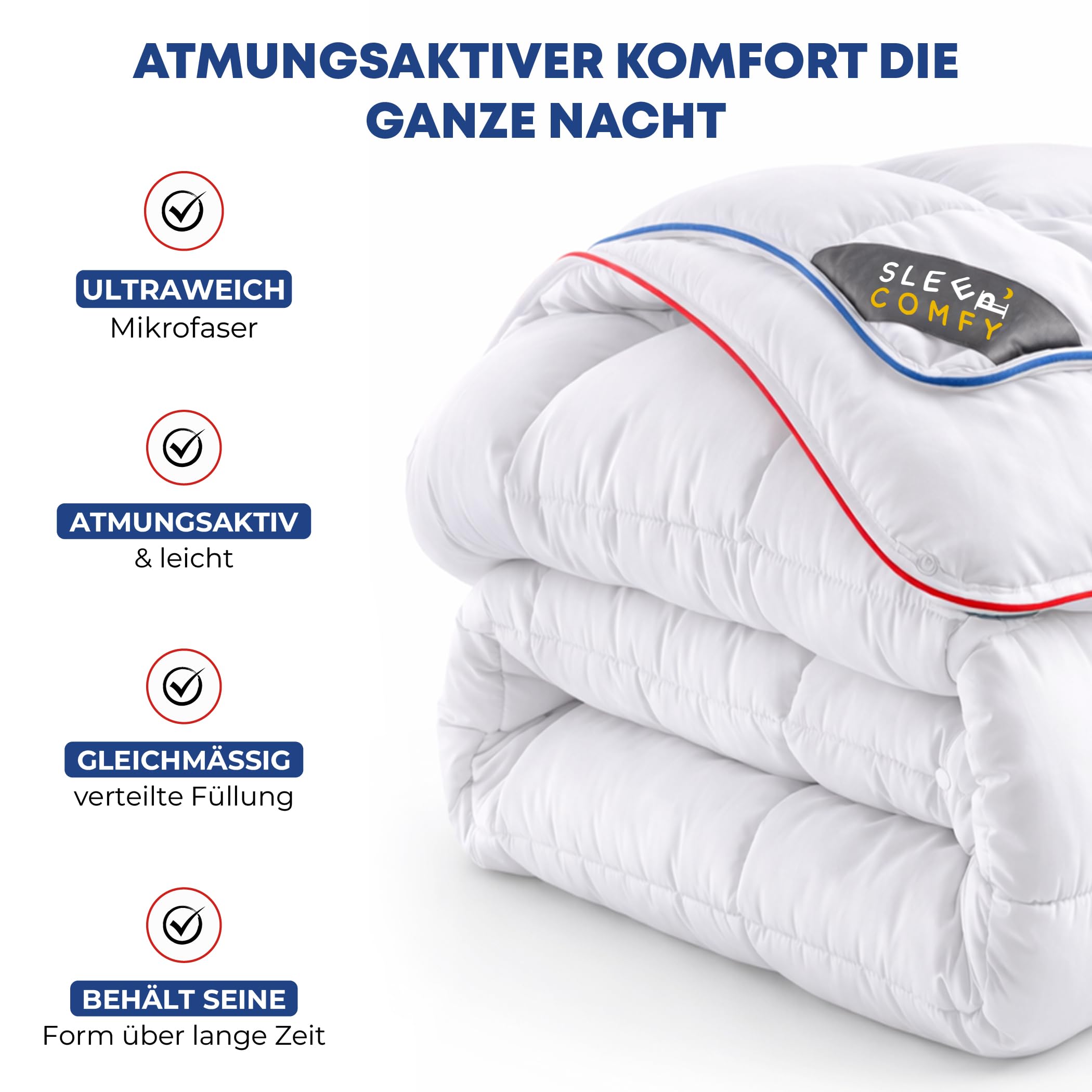 SLEEP COMFY Luxus 4-Jahreszeiten Warme Große Bettdecke 240x220 Steppdecke mit 2 Kombinierbaren Teilen, Ganzjahresdecke für Sommer und Winter Winterdecke für 2 Personen, Winterbettdecken, Schlafdecke