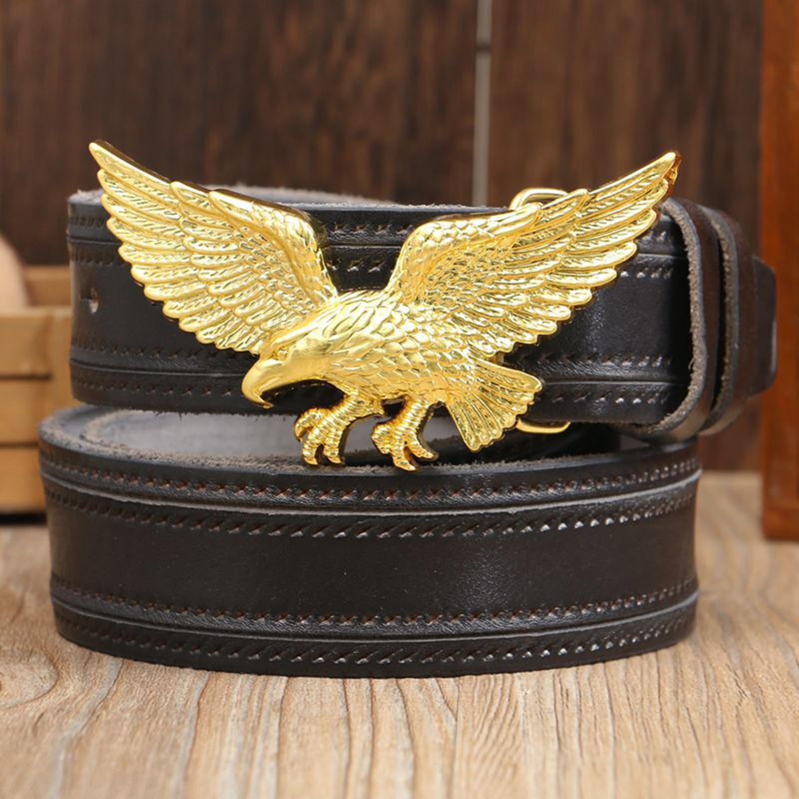 Cintura Da Uomo E Donna In Pelle Con Fibbia Western Incisa Aquila Volante - Cowboy, Cowgirl Country
