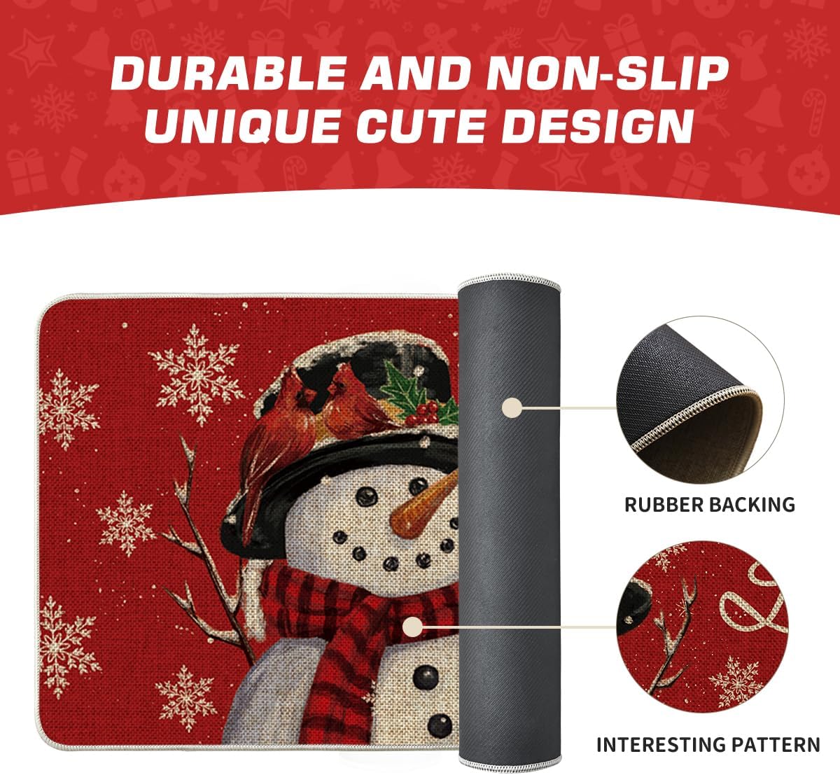 Artoid Mode Snowman Let it Snow Christmas Doormat, Snowflakes Winter Decor Low-Profile Floor Rug Switch Mat for Home Indoor Outdoor 24x59 Inch