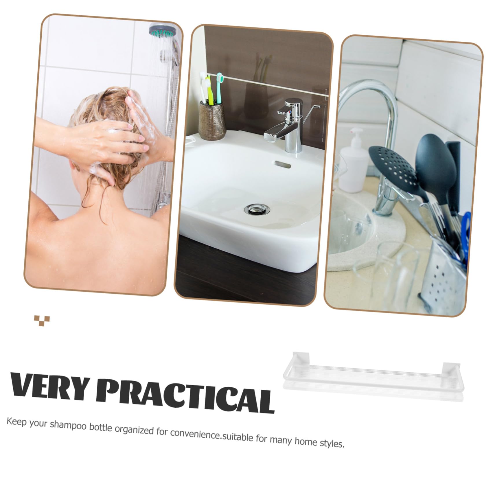 Mensola Doccia senza Foratura in Alluminio e Acrilico Bianco 1 Pz | Organizer da Parete, Struttura Robusta, Ordine per Flaconi Shampoo e Accessori