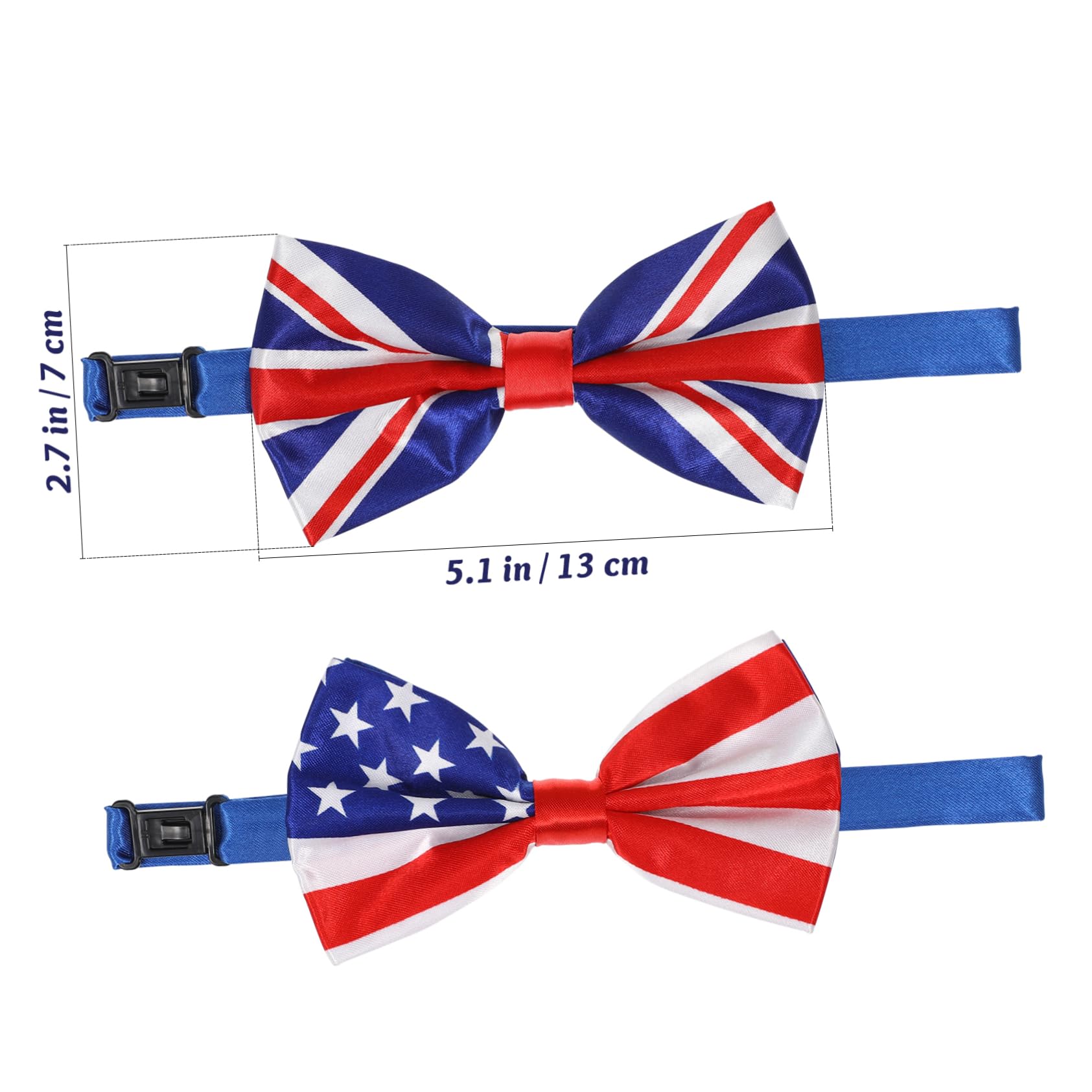 FOMIYES 2pcs Patriotic Bowtie for Men Usa Flag Print Bowknot Neckwear for Weddings Parties and Festivals Classic Design with Smooth Finish