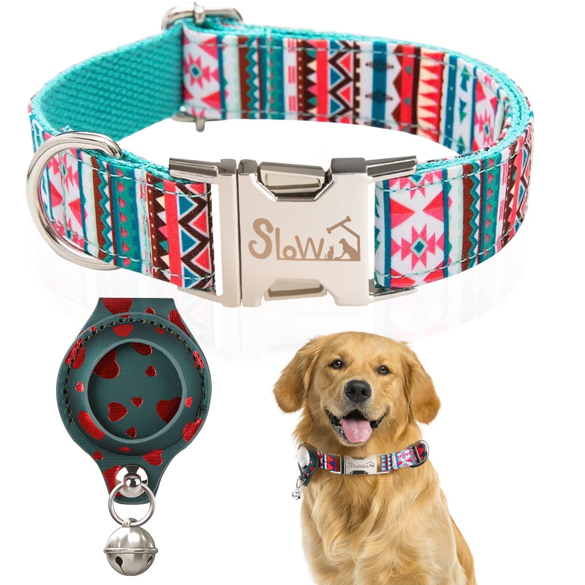 RETOLIT Dog Collar with Airtag Holder, Adjustable Airtag Dog Collar with Metal Buckle & D-Ring, Soft & Comfortable Dog Collar for Small Medium Large Dogs, Suitable for Outdoor Walks（Pink,M (B0CZNW8BSY) Amazon Price History, Amazon Price Tracker