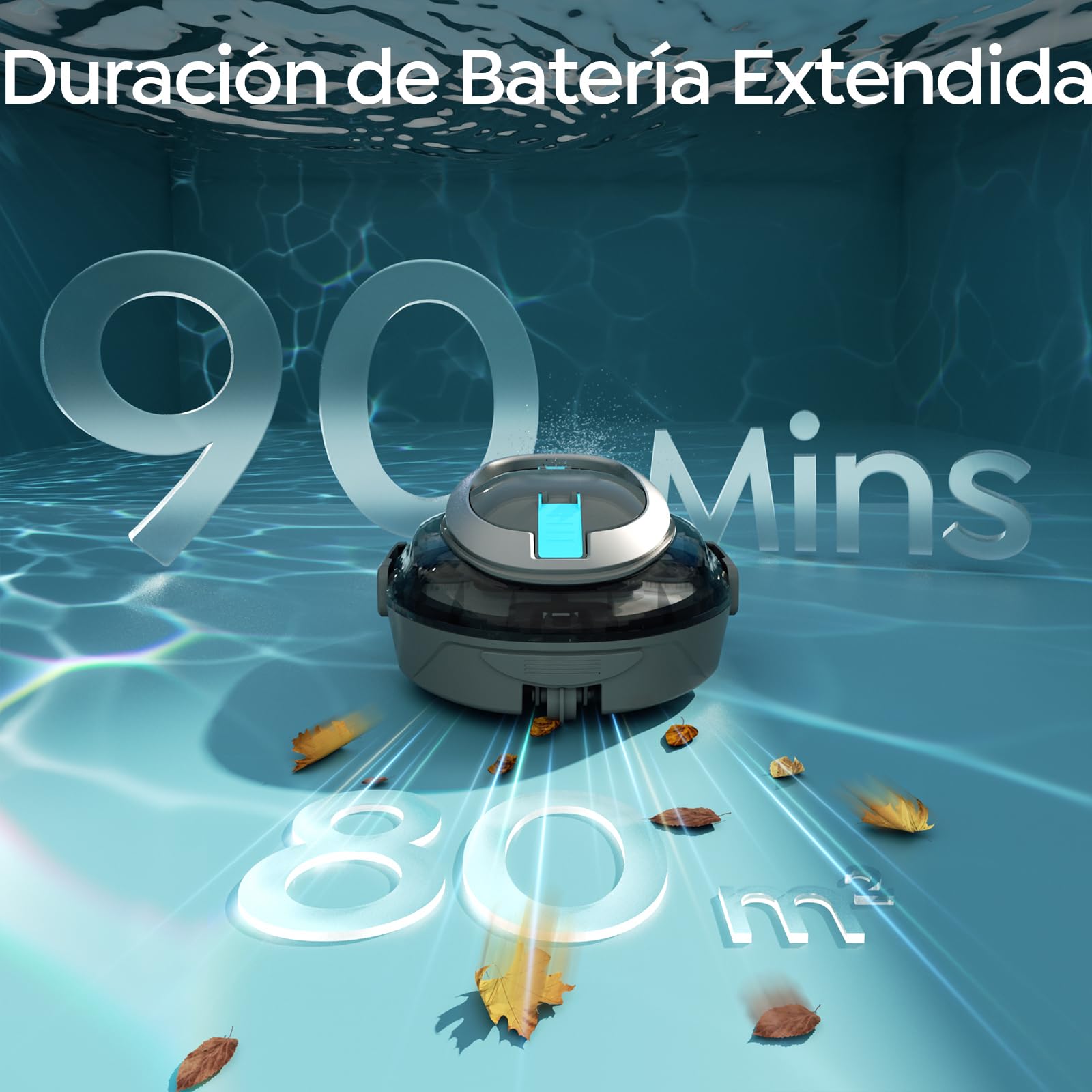 (2026 S2 Robot Piscina, Aspirador Inalámbrico, Doble Filtración, Doble Motor, 90min Limpieza, Autoaparcable, Ideal para Piscinas de Fondo Poco Profundo(Gris)