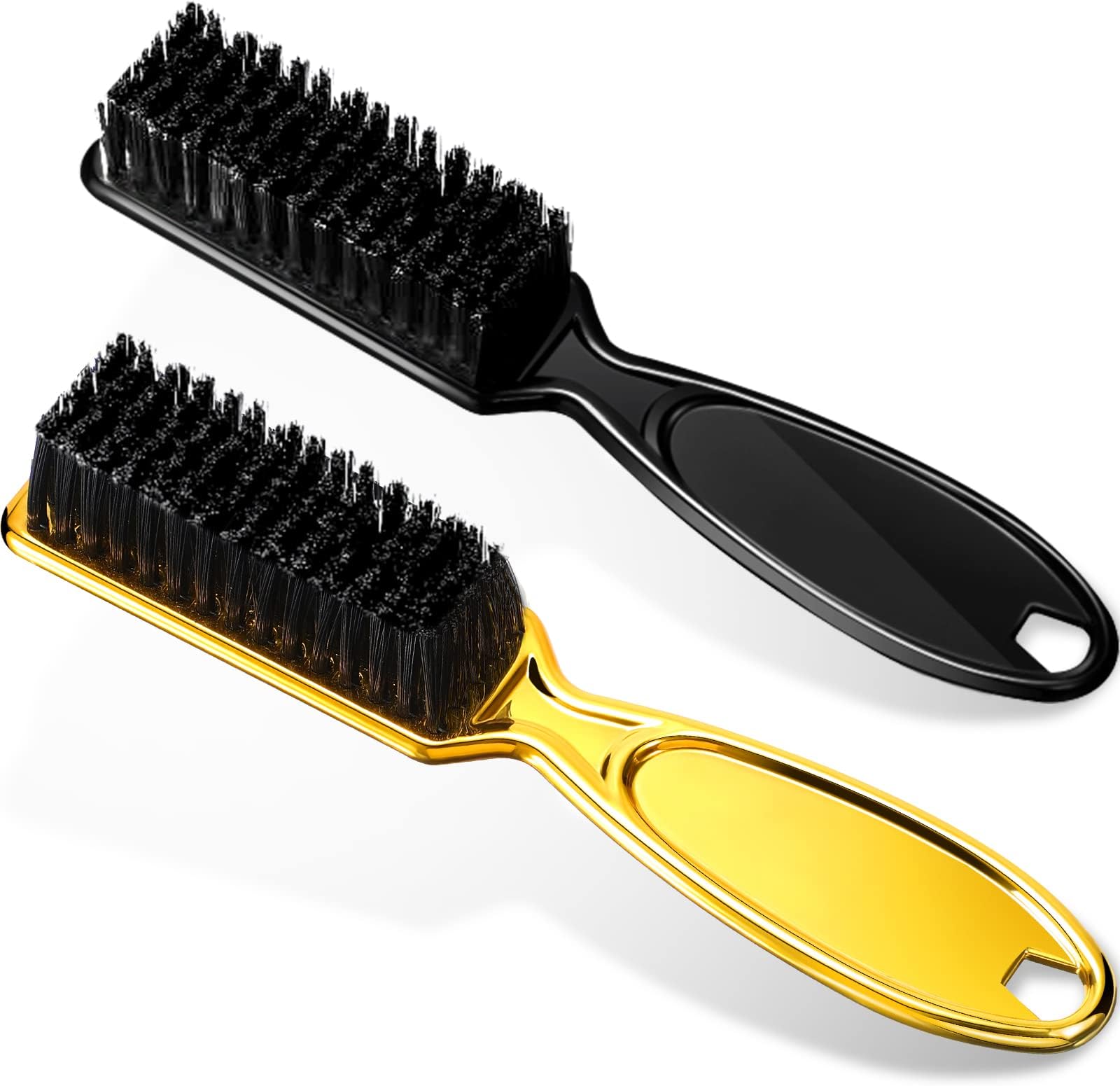 Patelai 2 Pcs Barber Blade Cleaning Brush for Clipper Cleaning Nail Cleaner Styling Brush for Fades Tapers Trimmer Manicure Salon(Black, Gold)