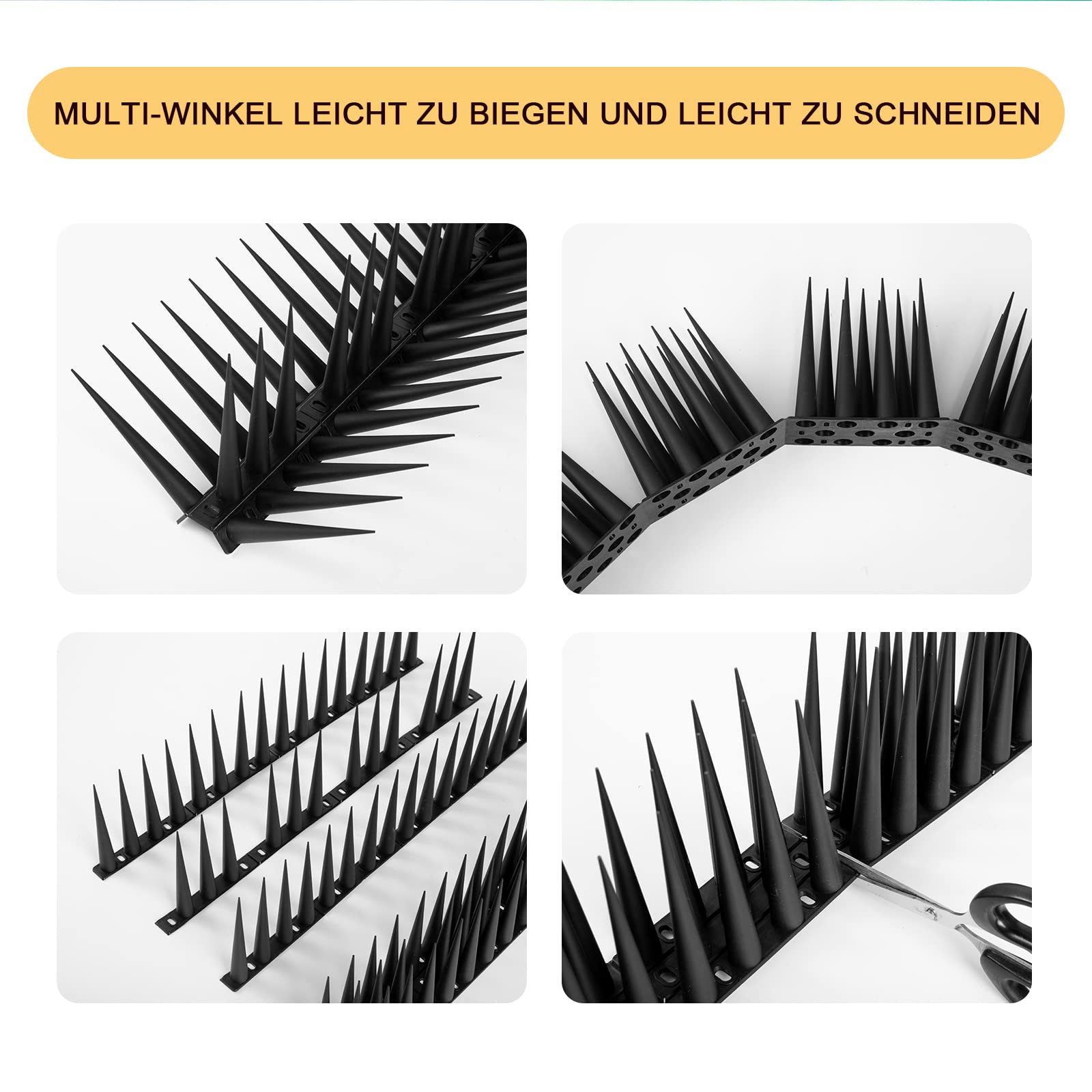 OFFO Vogelspikes hoch für Tauben, um Vögel oder Tiere fernzuhalten, Zaunspikes der Vogelabschreckung, Abdeckungen 2,4 m, Höhe 10 cm, Schwarz