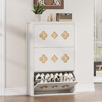 IDEALHOUSE Shoe Storage Cabinet with 3 Flip Drawers
