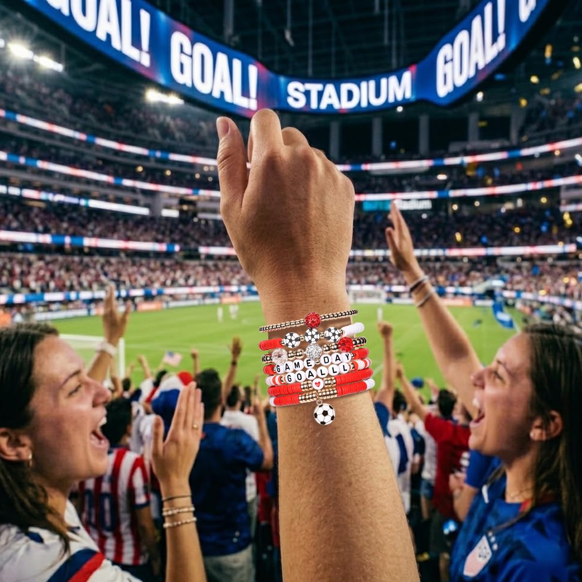 AICase Soccer Bracelets for FIFA World Cup 2026 Gifts, Game Day Canada Soccer Fan Merch Bracelet Gear Merchandise Jersey Outfits Jewelry Accessories for Women Men Soccer Moms Party Favors Birthday - 3