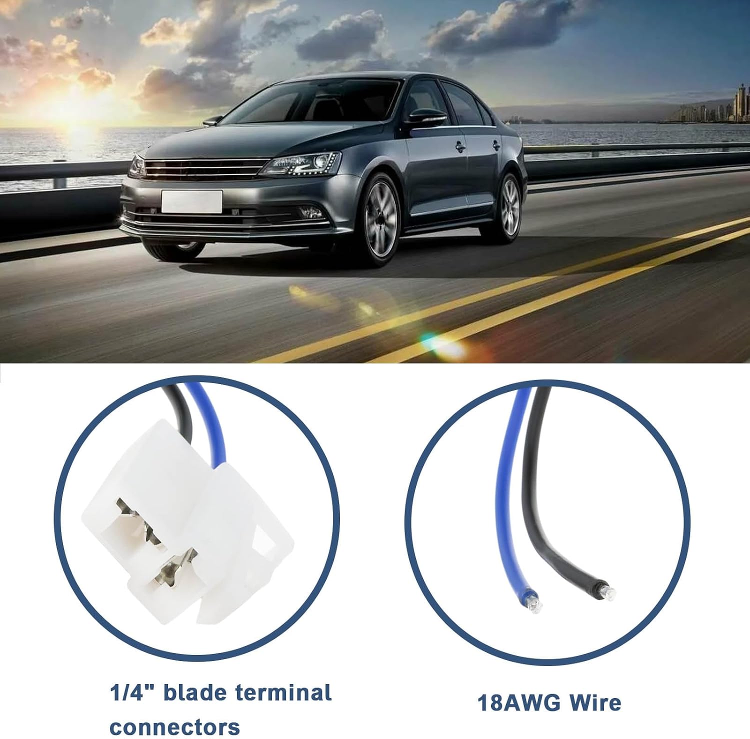 SING F LTD 2Pcs Electric Cooling Fan 2-Terminal Pigtail Plug Connector for Automotive Cooling Fans 18AWG Wire Harness