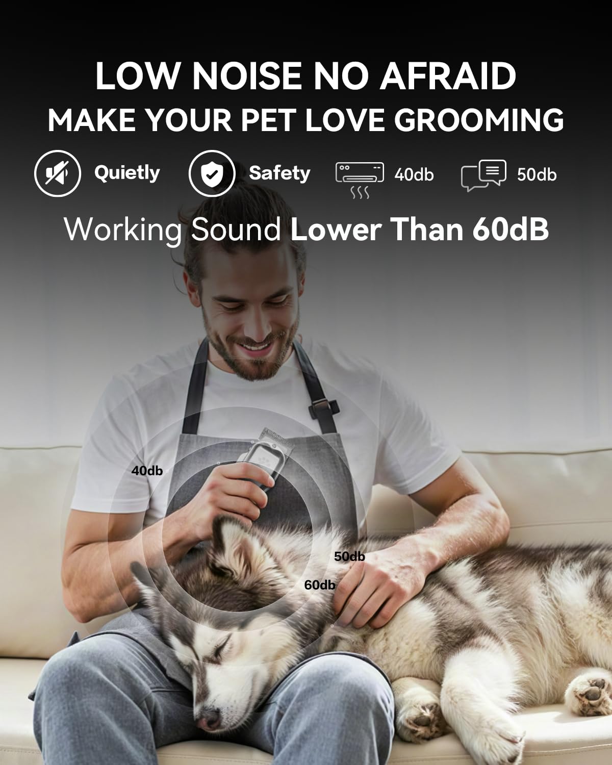 Dog Grooming Clippers Professional for Thick Hair Full Metal Body Black Ceramic Blade LED Display Low Noise Rechargeable Cordless Dog Grooming Kit - Image 4