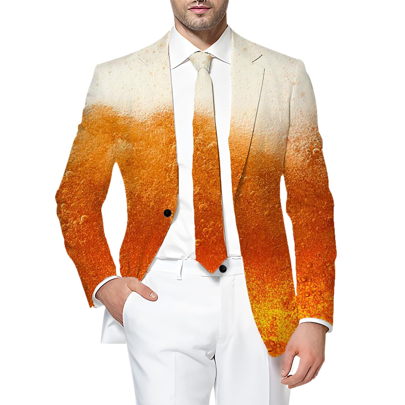 Generisch Elegante giacca da uomo con stampa birra per Oktoberfest, elegante abbigliamento per feste, abbigliamento formale, per uomini e donne (giallo, XXXL)