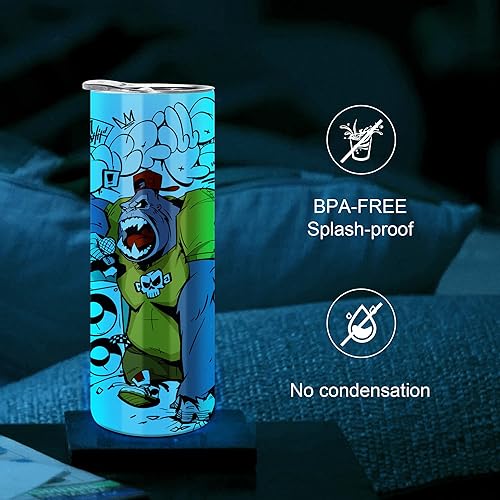 Miniatura 7 de AGH Paquete de 8 vasos de sublimación que brillan en la oscuridad, 20 onzas, doble pared aislada al vacío, vaso delgado luminoso con popote y tapa