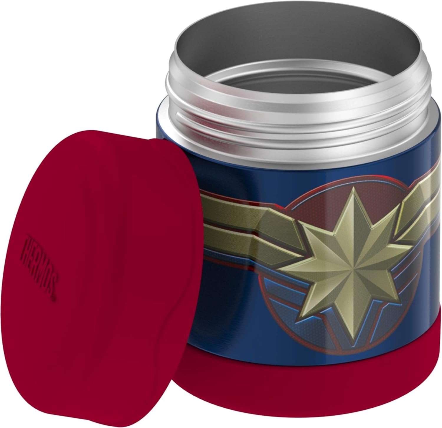 THERMOS FUNTAINER 10 Ounce Stainless Steel Vacuum Insulated Kids Food Jar, Captain Marvel