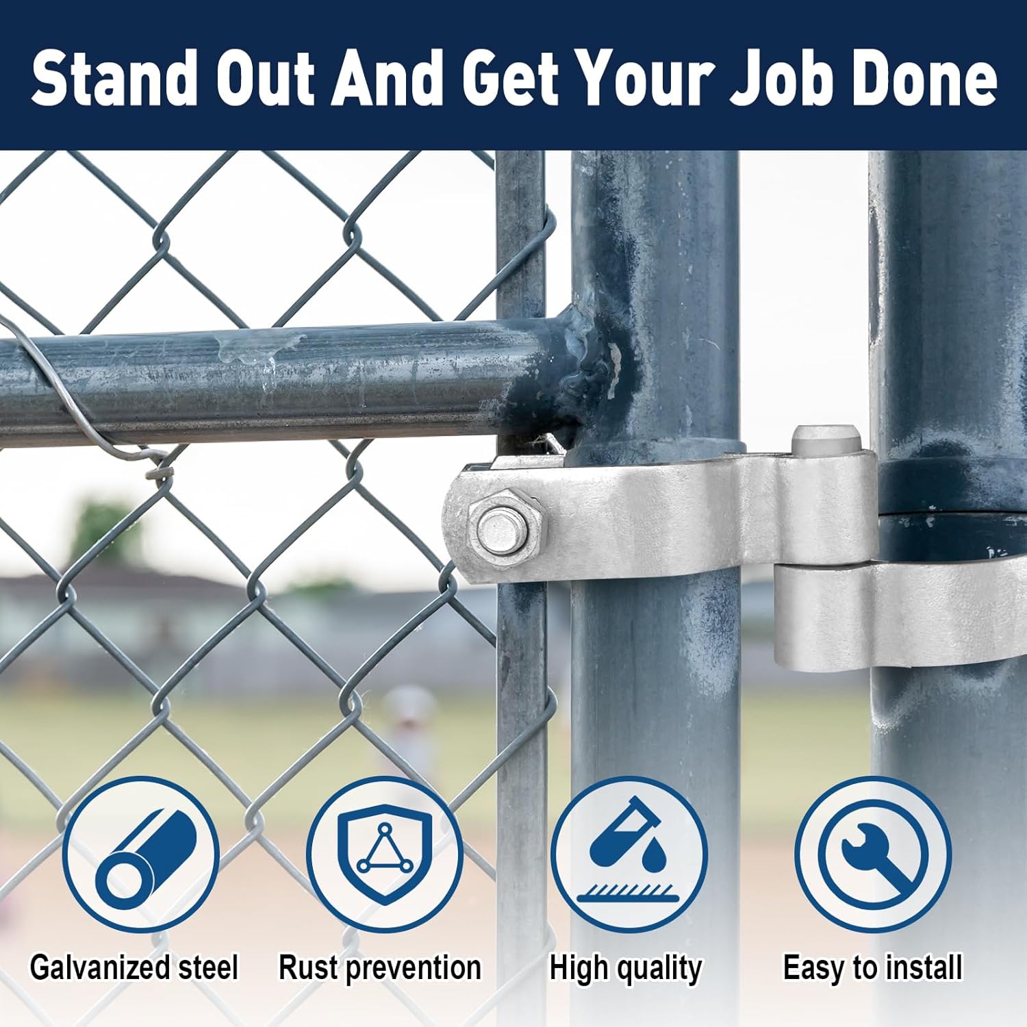 2 Pack Adjustable Gate Hinges for 1-3/8" & 2-3/8" Pipe - Heavy Duty Universal Post Hinges w/Bolts & Nuts - Zinc-Plated Steel