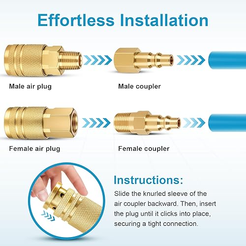 Miniatura 4 de 14 piezas de accesorios de manguera de aire NPT de 1/4 pulgadas, accesorios para herramientas de aire, accesorios de compresor de aire, conexión