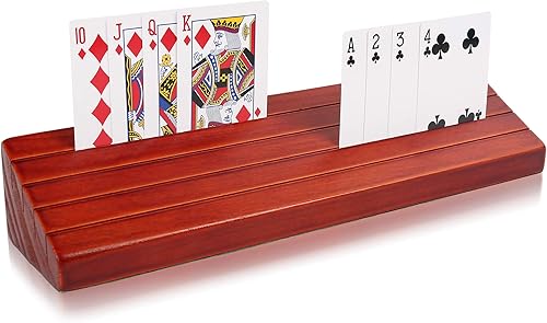 LotFancy Tarjetero para niños, adultos, personas mayores, grandes tarjeteros de madera manos libres para noches de juegos de cartas familiares,