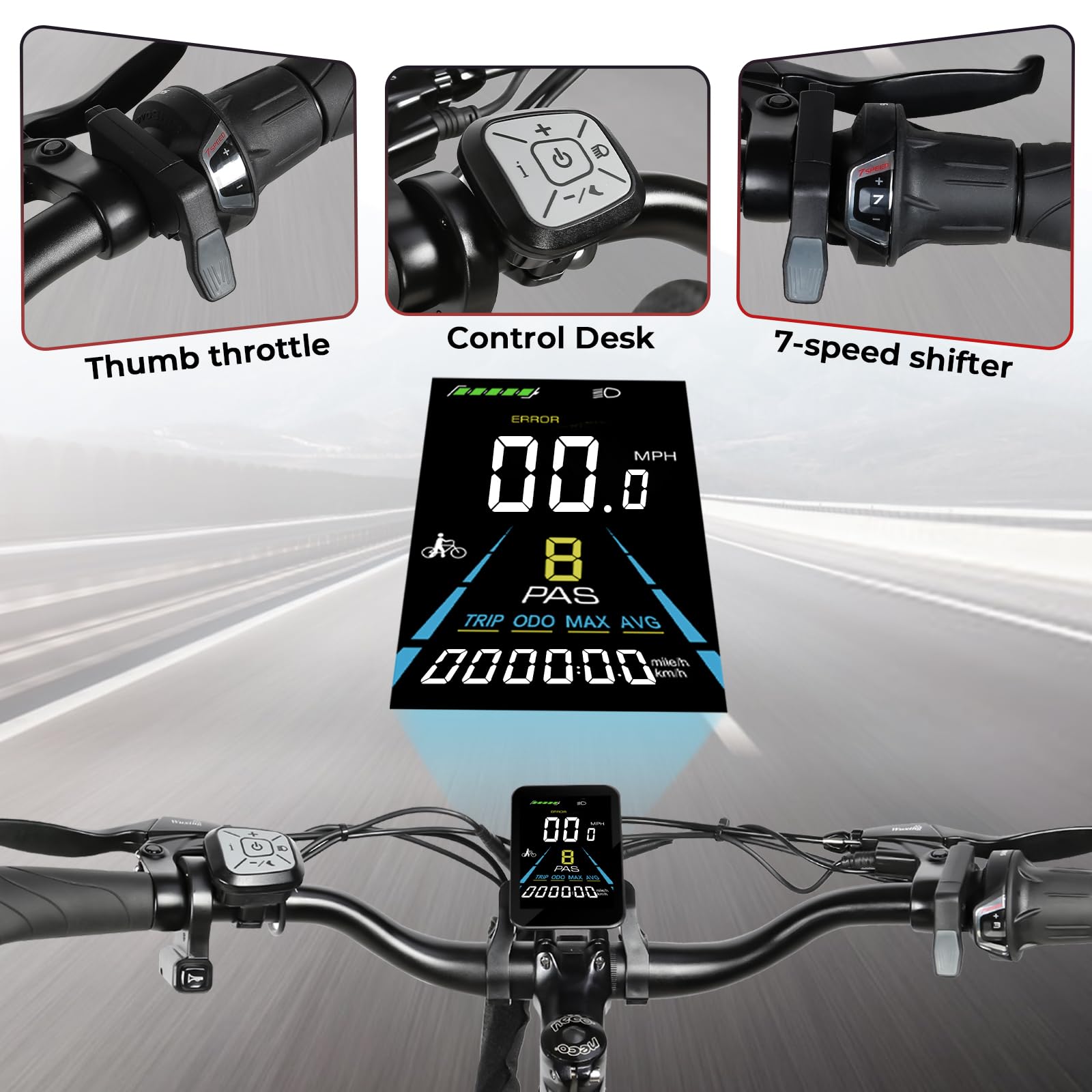 SAMEBIKE Bici Elettrica RS-A01 Pro 26 Pollici | Motore 250W Batteria 36V 15Ah | Autonomia 55-110 km | Cambio 7 Velocità Sospensione Doppia | Bici Urbana da Pendolare per Città