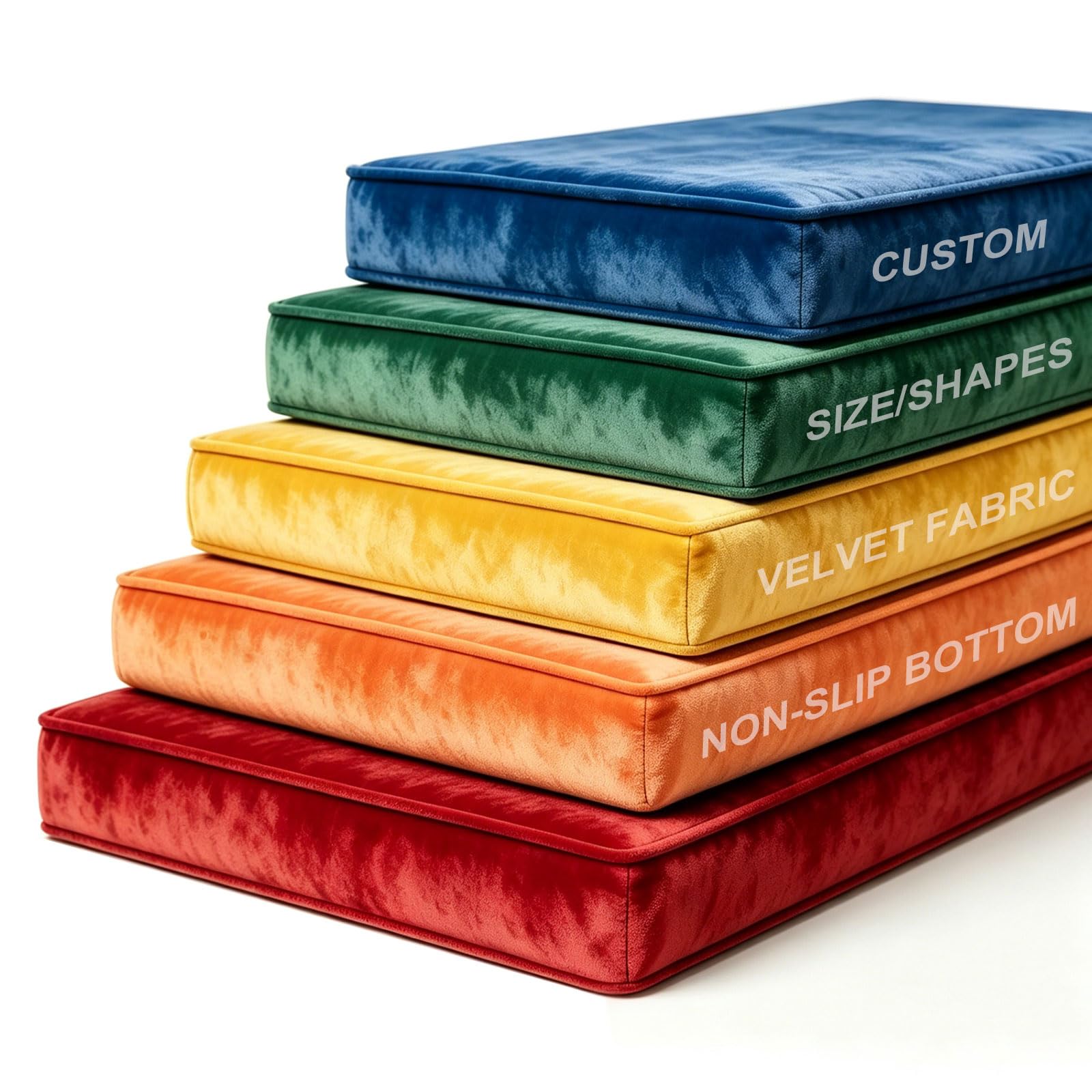 Custom Bench Cushion, Window Seat Cushion, High Resilience Foam Replacement Cushions for Indoor Outdoor Furniture, Living Room, Kitchen, Patio, Garden, Bench Seat Cushion(Velvet fabric,Thick 10cm)