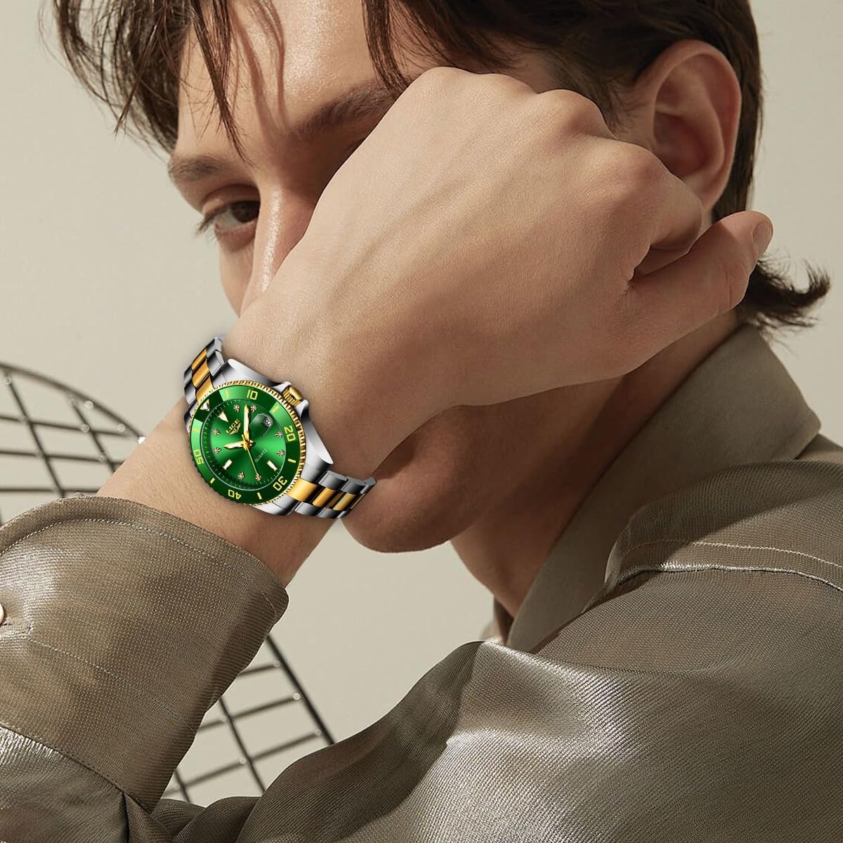 Quartz Watches for Men,Luxury Big Face Diamond Accented Analog Watch,Stainless Steel Waterproof Mens Watches,Date Luminous Business Dress Watch for Men - Image 9