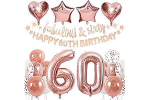RUBFAC 60th Birthday Decorations for Women - Rose Gold