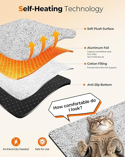 Miniatura 2 de Cama Autocalentable para Gatos, Almohadilla Térmica Súper Suave para Jaula de Perros, Sofá, Piso, Lavable, Antideslizante, Tapete Autocalentable
