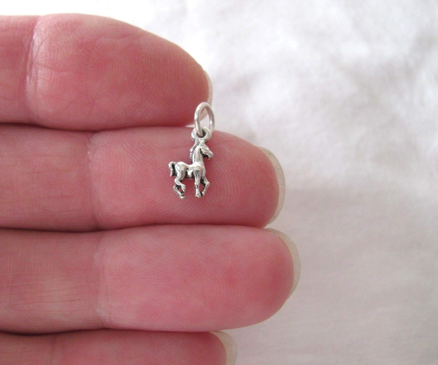 Small Sterling Silver Horse Mini Tiny Charm - Jewelry Making DIY Crafting Charm Beads for Bracelets