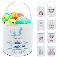 Vista 9 de Cesta de Pascua personalizada con nombre, bolsas de lona personalizadas para niños, cestas de Pascua para bebés, niños y niñas, color rosa