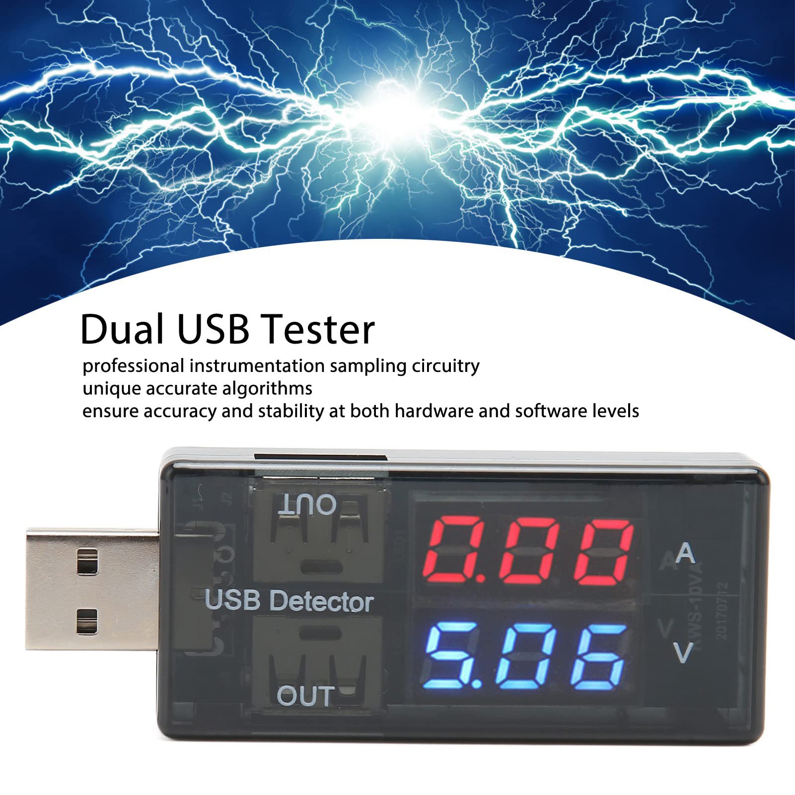 Shanrya Testeur De Courant USB, Multimètre 1 En 2 Sorties 3