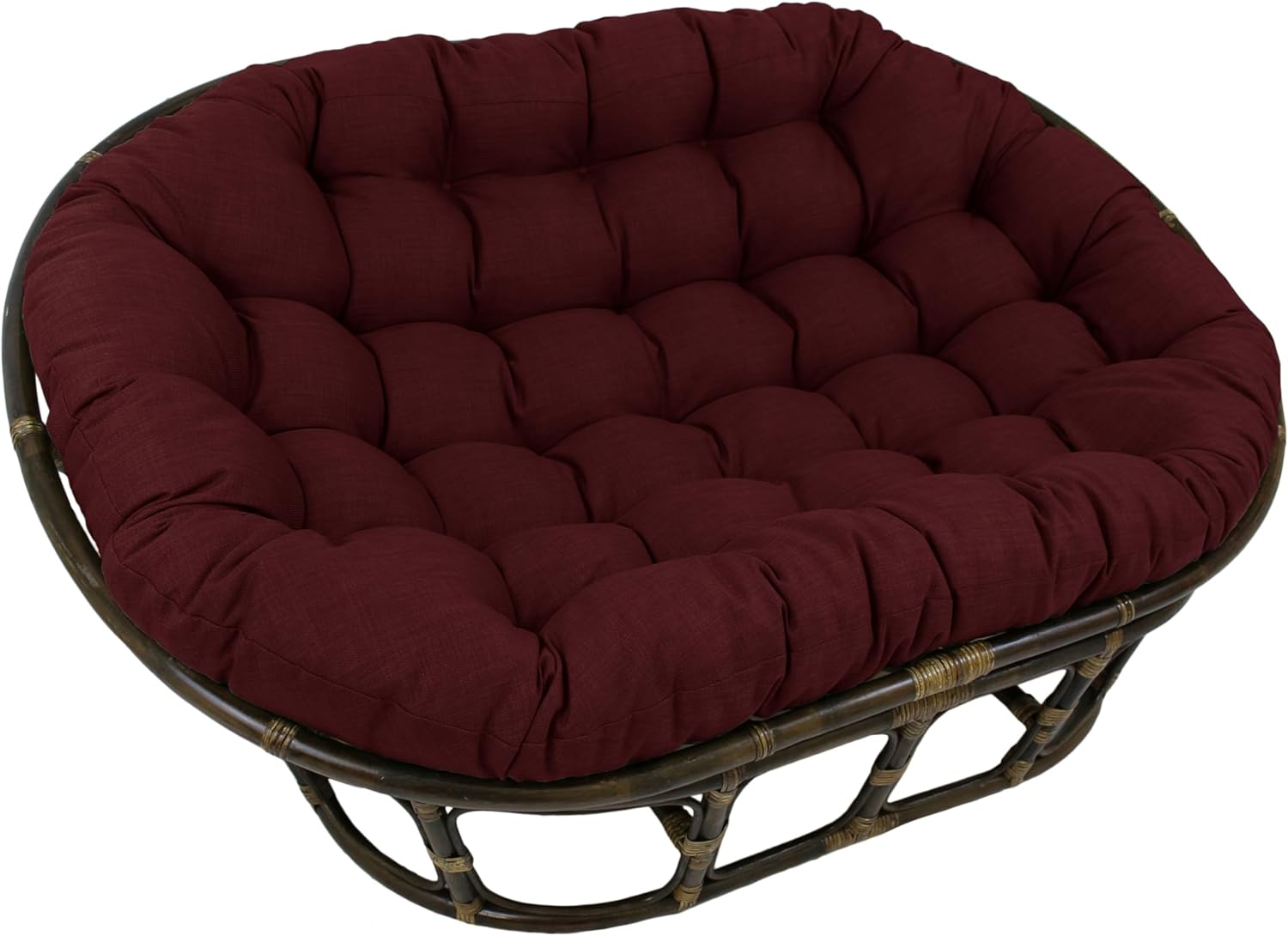 Blazing Needles Solid Tufted Outdoor Double Papasan Cushion, Merlot
