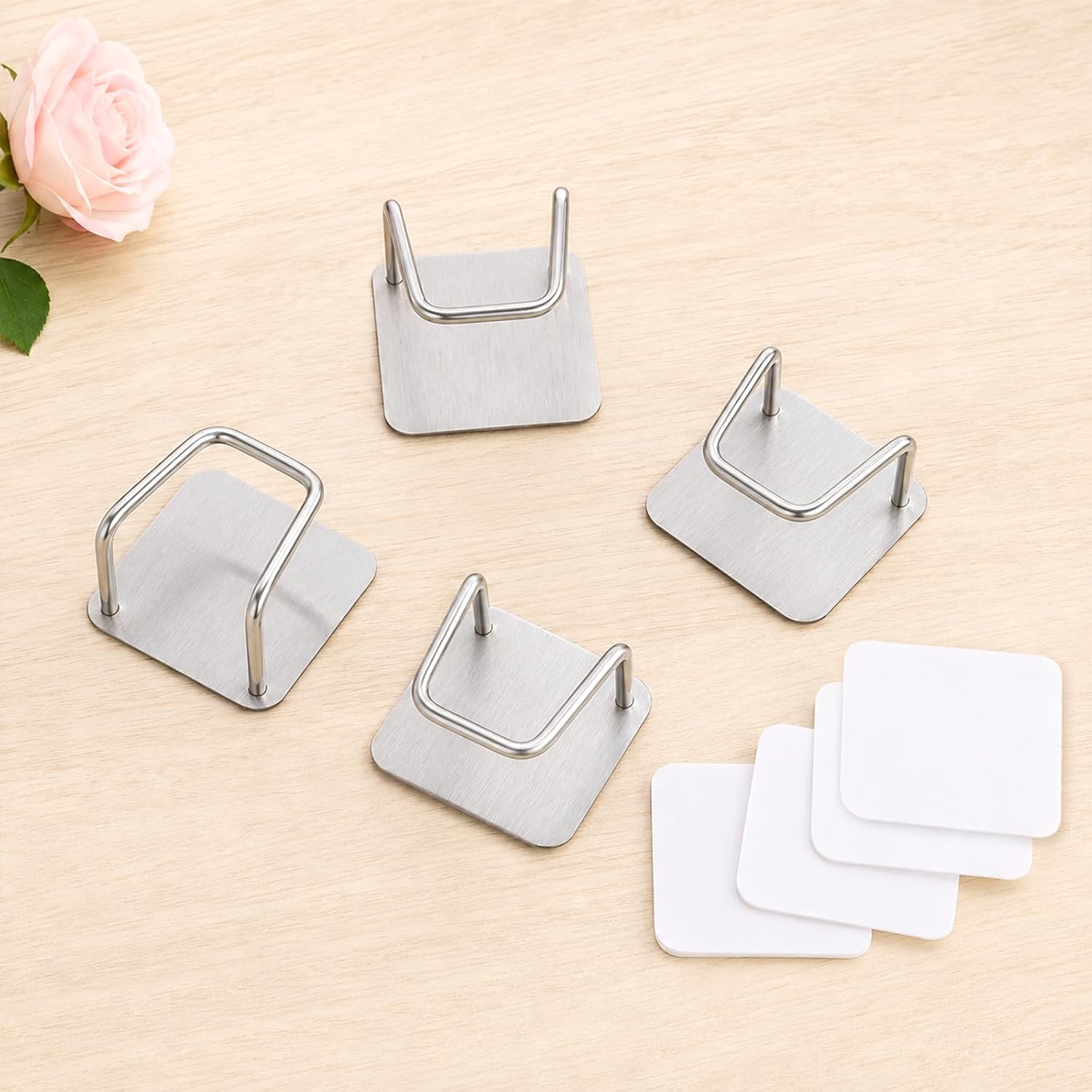 4 Pcs Scale Holder for Bathroom Wall No-Drill Stand Universal Bathroom Scale Body Weight Wall Cabinet Home Storage Adhesive Bathrooms Weighing Scales Body Weight Organizer Scales Holder Walls Mount