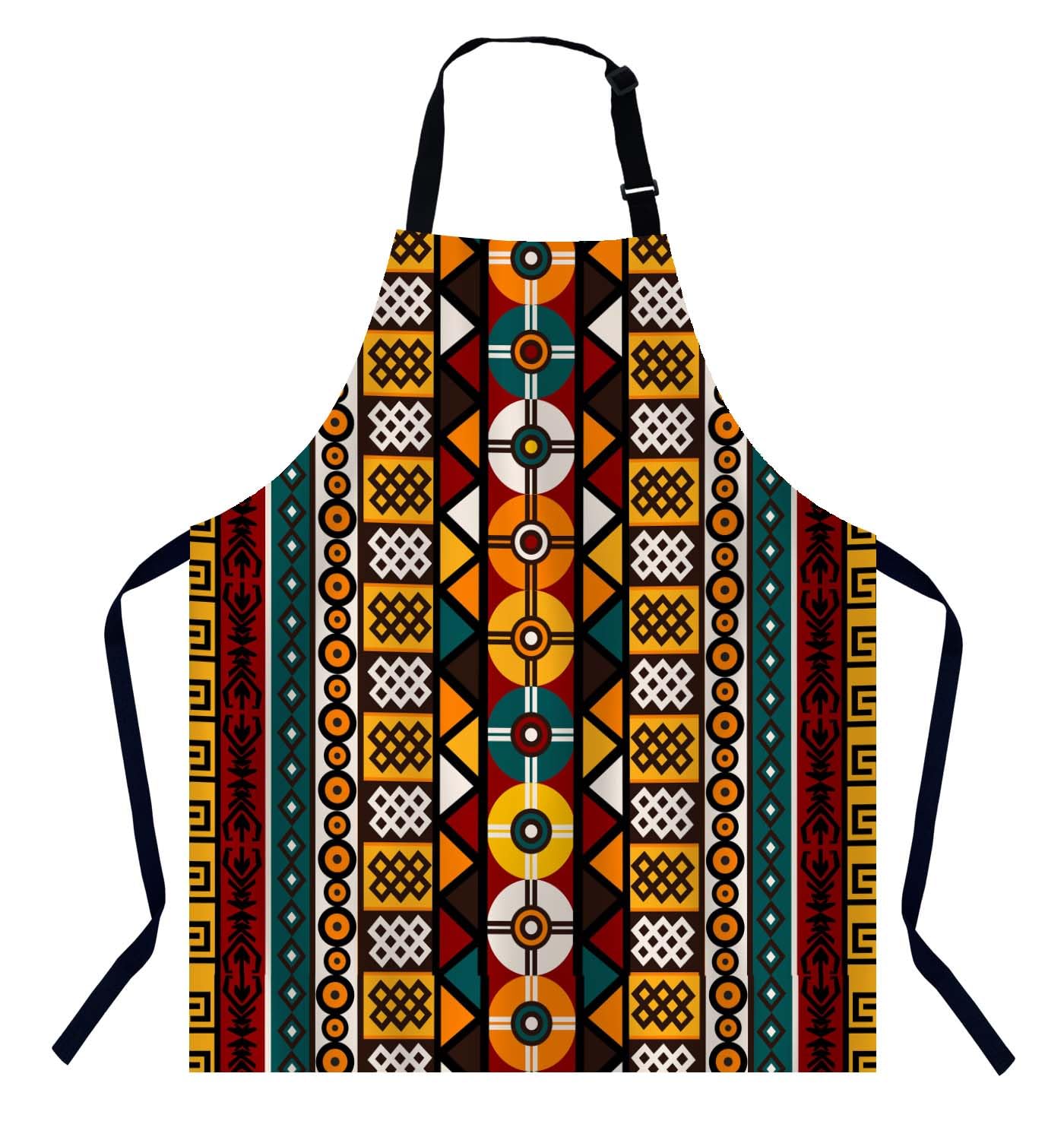 BGBDEIA African Ancient Ethnic with Tribal Motifs Apron Adjustable Neck Bib Apron for Men Women,Suitable for Kitchen Cooking Waitress Chef Apron