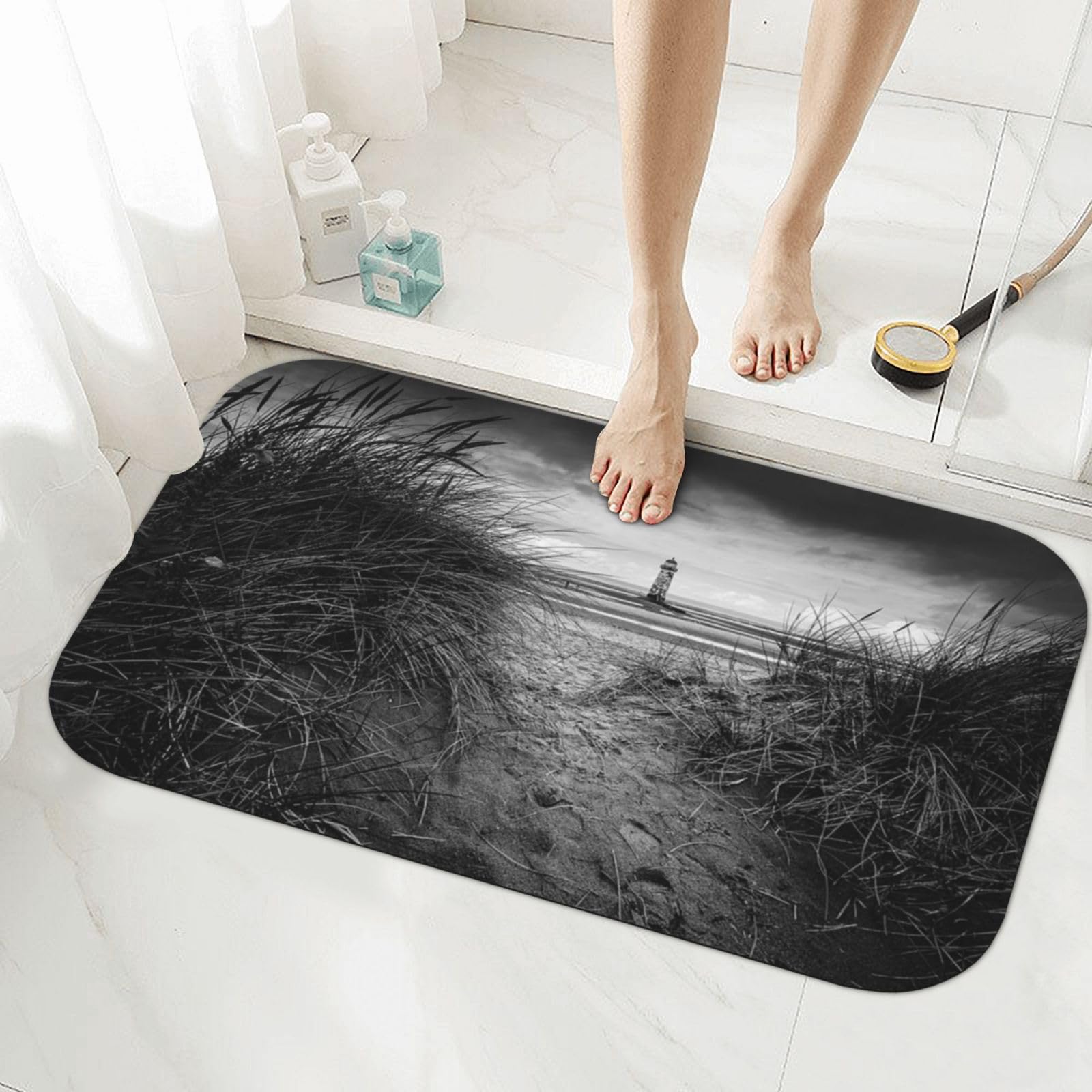 Tapis de bain antidérapant super absorbant à séchage rapide style dunes
