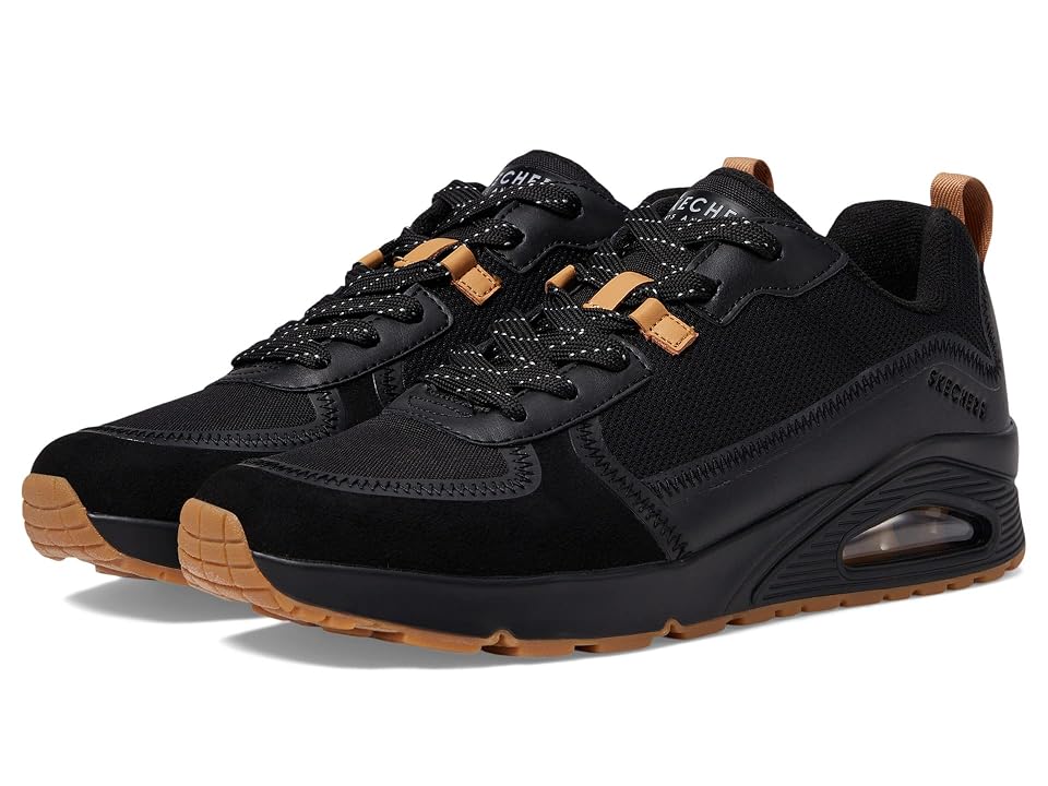 SKECHERS Uno - Layover (Black/Black) Men's  Shoes INTERNATIONAL SHIPPING