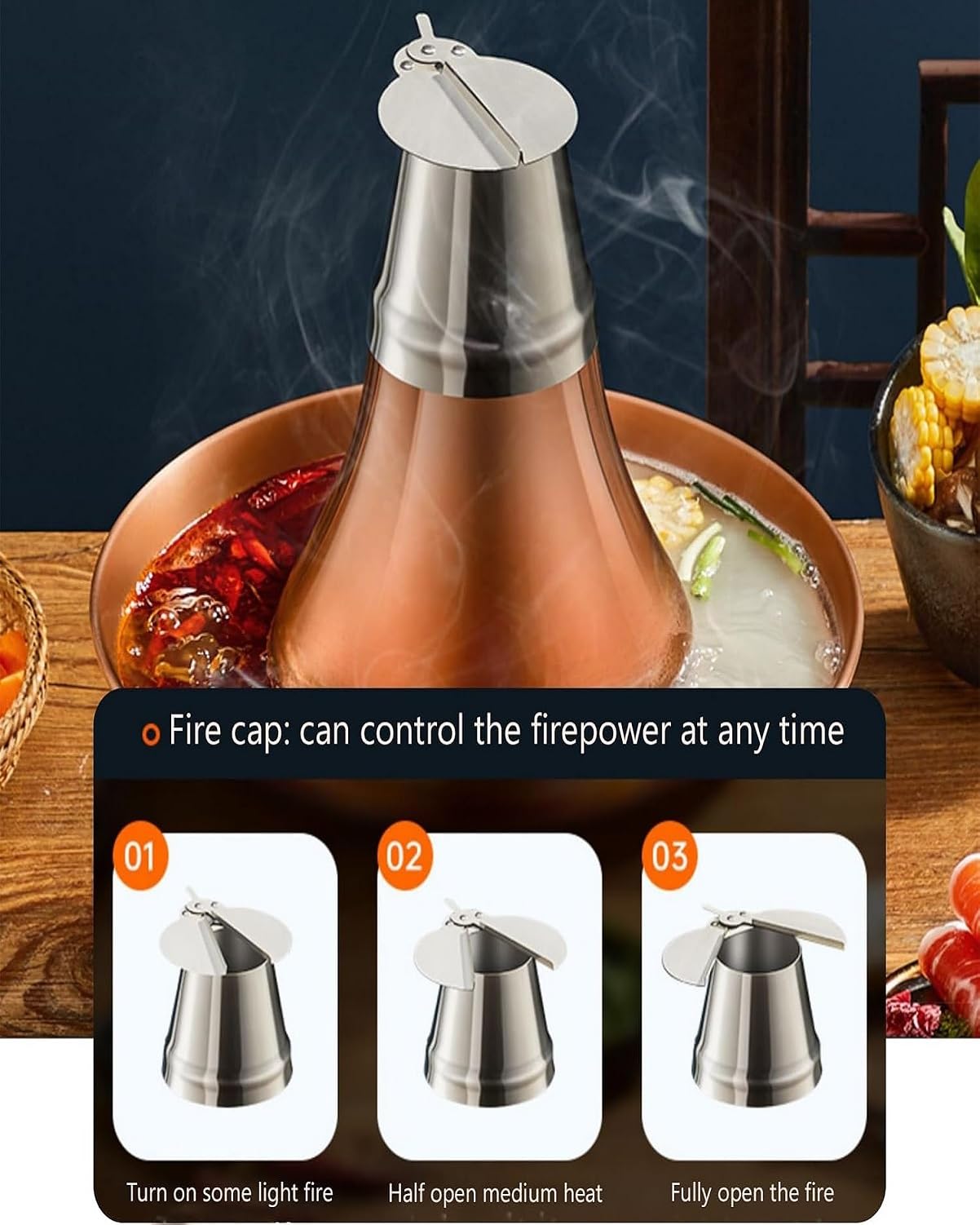 Old Beijing Copper Hot Pot, Beijing Charcoal Copper Hot Pot - 31,5 cm grande stile mongolo adatto alle famiglie, ideale per riunioni di 4-6 persone e cene all'aperto