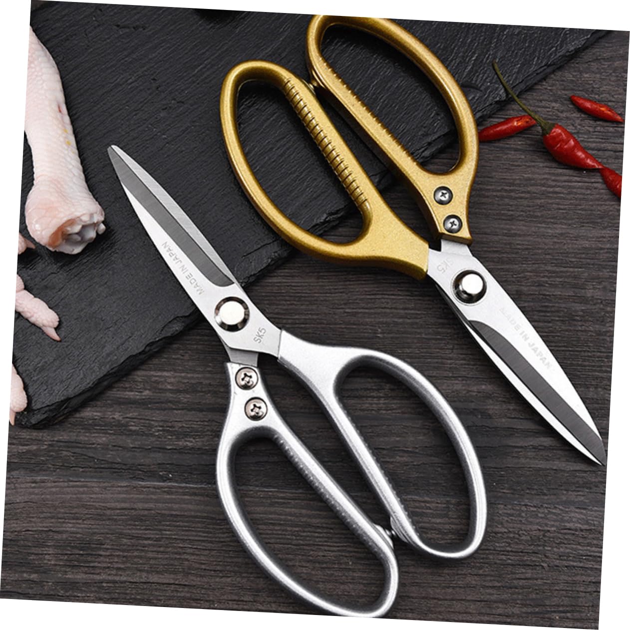 PRETYZOOM 1Pc Heavy Duty Kitchen Shears for Cutting Poultry Meat Seafood and Vegetables Multi Function Food Scissors with Special Groove Design for Easy Bone Cutting