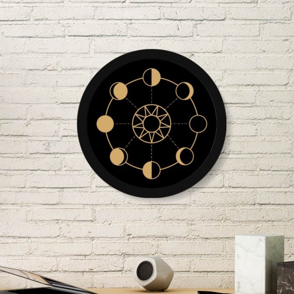 Peinture cadre rond soleil lune cadeau créatif pendaison de crémaillère