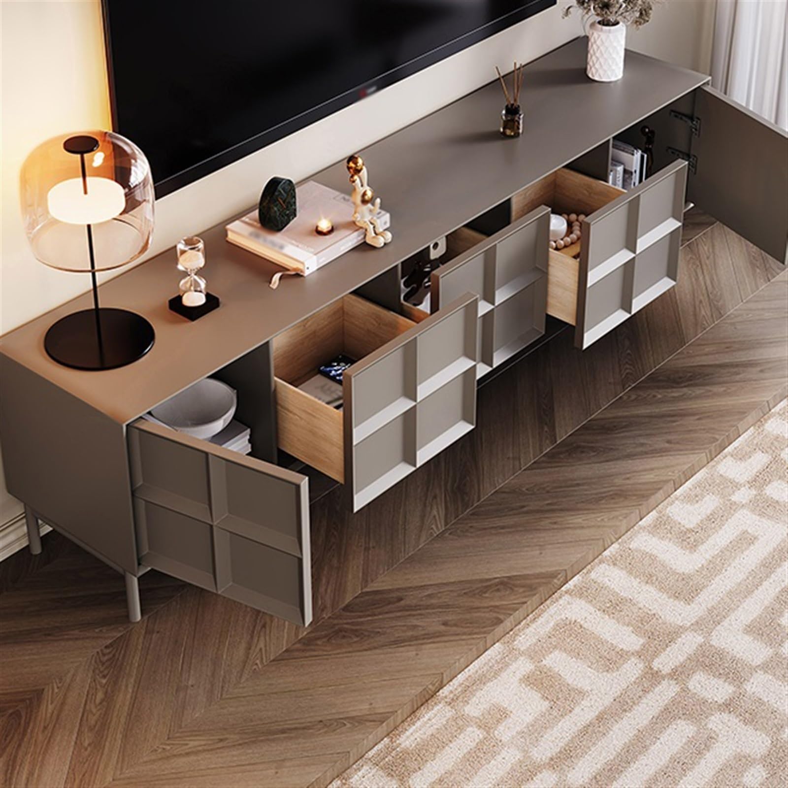 Multimedia-Möbel Bodenschrank, nordischer Aufbewahrungsschrank, TV-Schrank aus massivem Holz für das Wohnzimmer